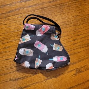 Kids Black Face Mask with Colorful Drink Print